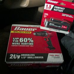 Bauer 20V Cordless, 1/2 in. Drill/Driver Kit with 1.5 Ah with battery