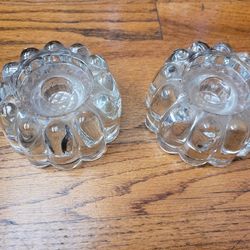 Pair Of Princess House 3 Way Crystal Candle Holders