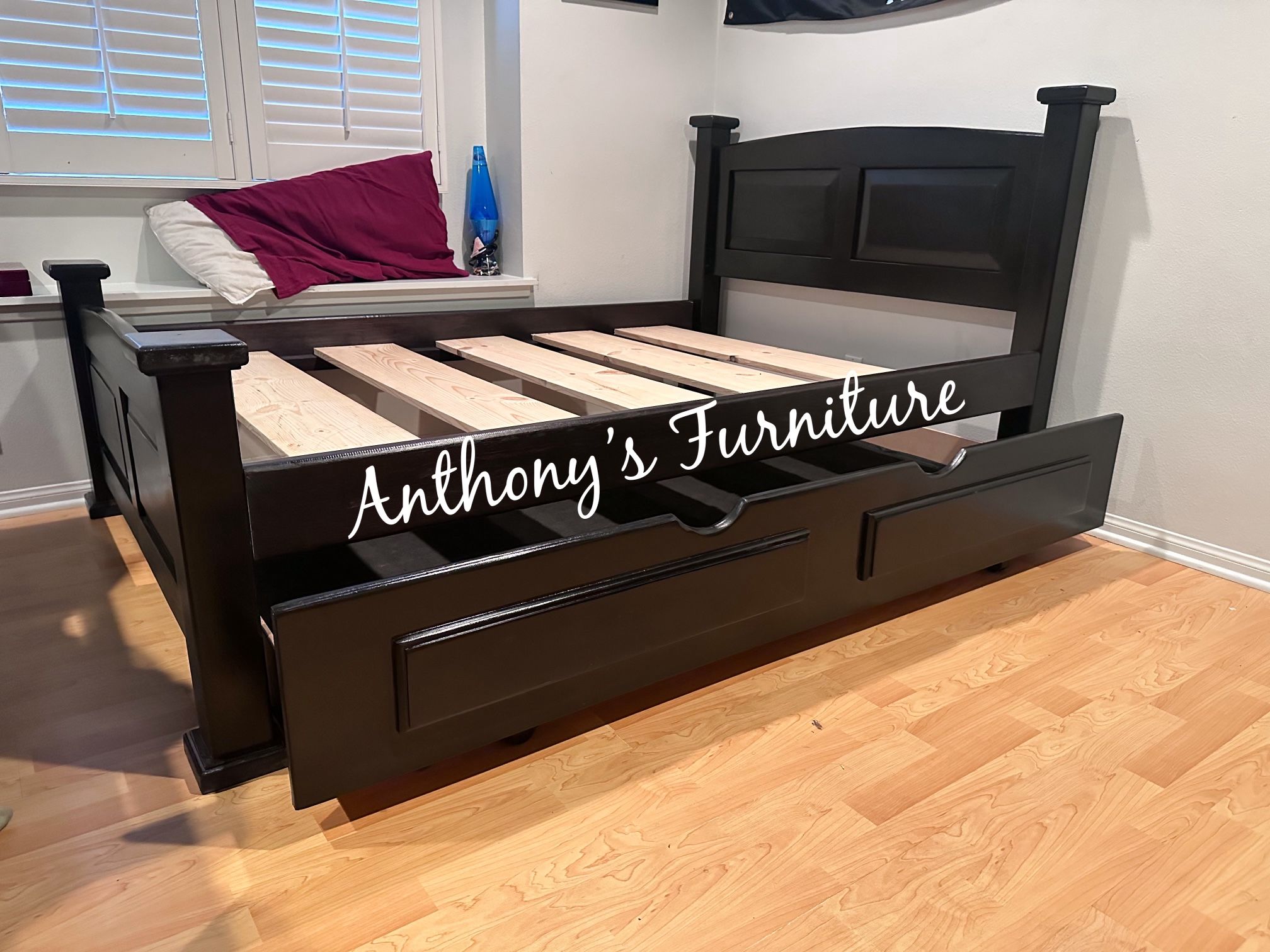 New Full Bed With Trundle Frame - No Mattress