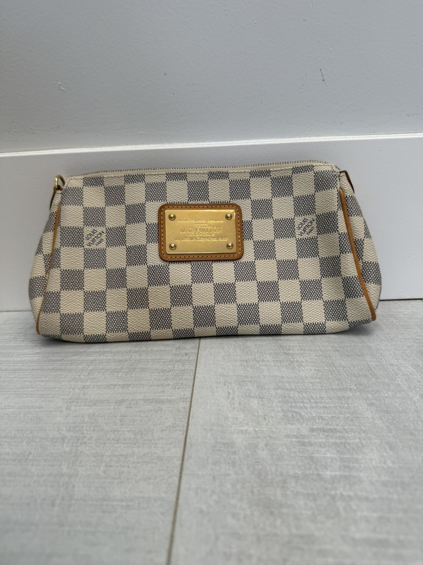 Louis Vuitton Eva Chain Shoulder Bag Damier Azur Leather White
