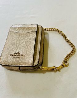 Coach Card Wallet Zip Chain Strap Ivory