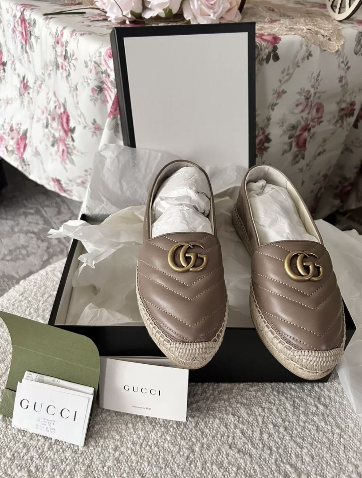 Gucci Espadrilles Rose Women's EUR 38 New PLUS RECIPT
