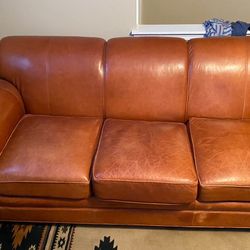 Matching Leather Chair, Ottoman And Sofa