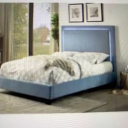 Queen Size Platform Bed With LED Lights