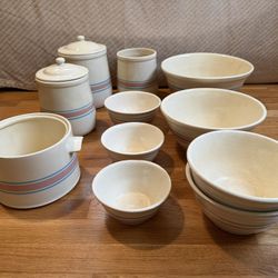 Collection of vintage McCoy Stoneware bowls and canisters