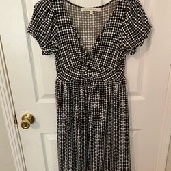 Studio M Black and Cream Print  Dress—Size S