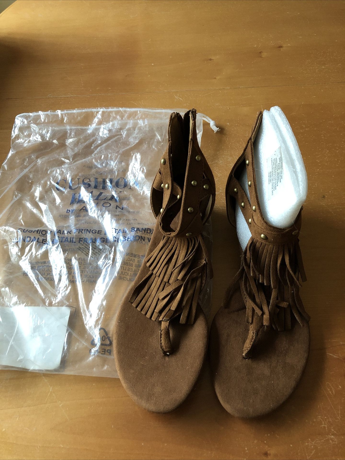 Cushion Walk By Avon Brown Suede Small Wedge Sandals - Womens 8, NEW