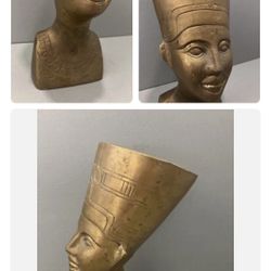 Queen Nefertiti Bust Bronze Brass Metal 11" Statue 
