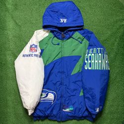 Vintage Seattle Seahawks Shark Tooth Jacket Logo Athletic X-Large Preowned Great Condition