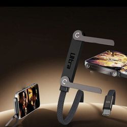 240W Fast Charging USB C Cable with Built-in Kickstand & 180° Rotating Connector for Gaming