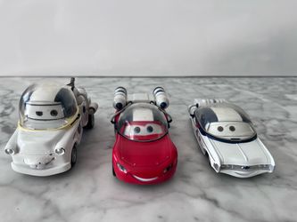 Disney Pixar Cars Diecast Mater to the Moon Car Lot of 3 - White & Red