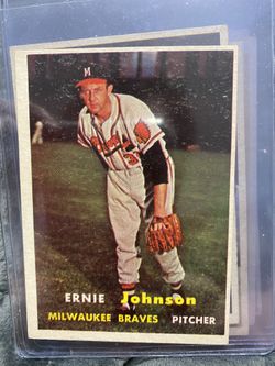 1957 Topps Baseball 6 Cards - Jerry Schoonmaker, Ernie Johnson Etc