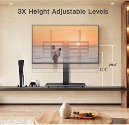 Universal TV Stand Base for 50-75 Inch LCD OLED Flat/Curved Screen TVs - Height Adjustable Center St