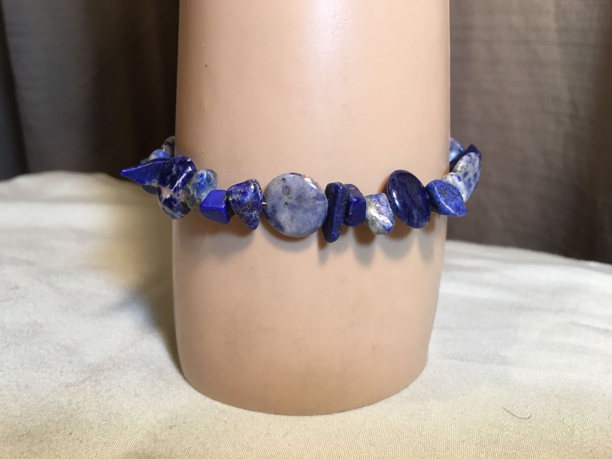Sodalite Beaded Anklet 9”.