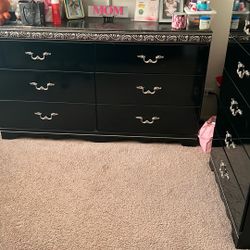 Ashley Black And Marble Long Dresser