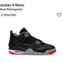 Jordan 4 Bred 2024 Size 12 (DS) 