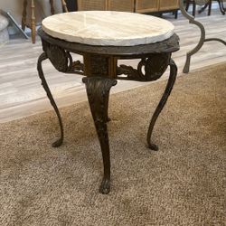 1880s Victorian Medal Side Table With Marble Top