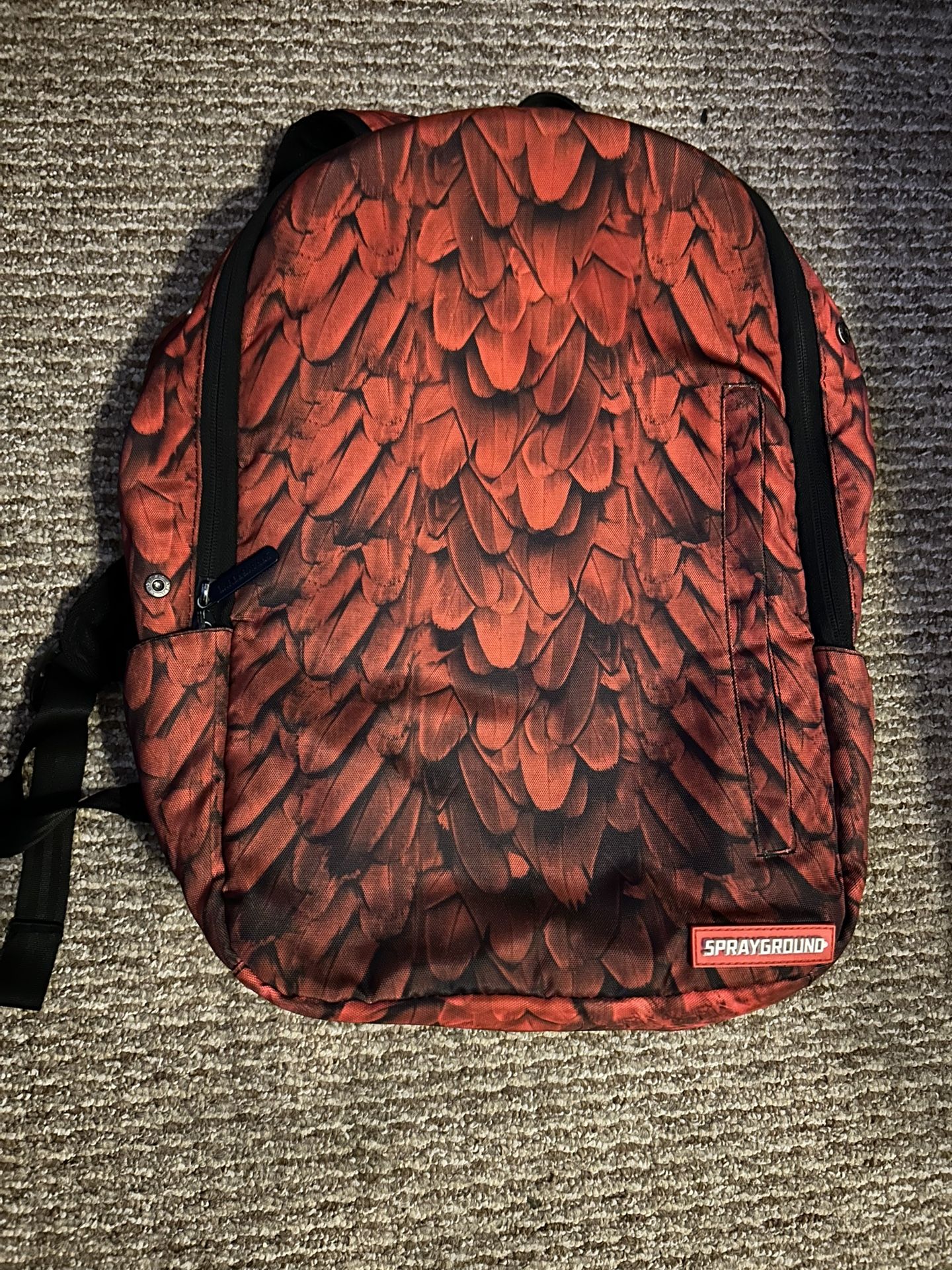 Red Feathered Sprayground Backpack 