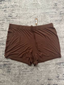 SKIMS Sweat Brown Women's Shorts XL Modal Relaxed Fit Drawstring Elastic Waist