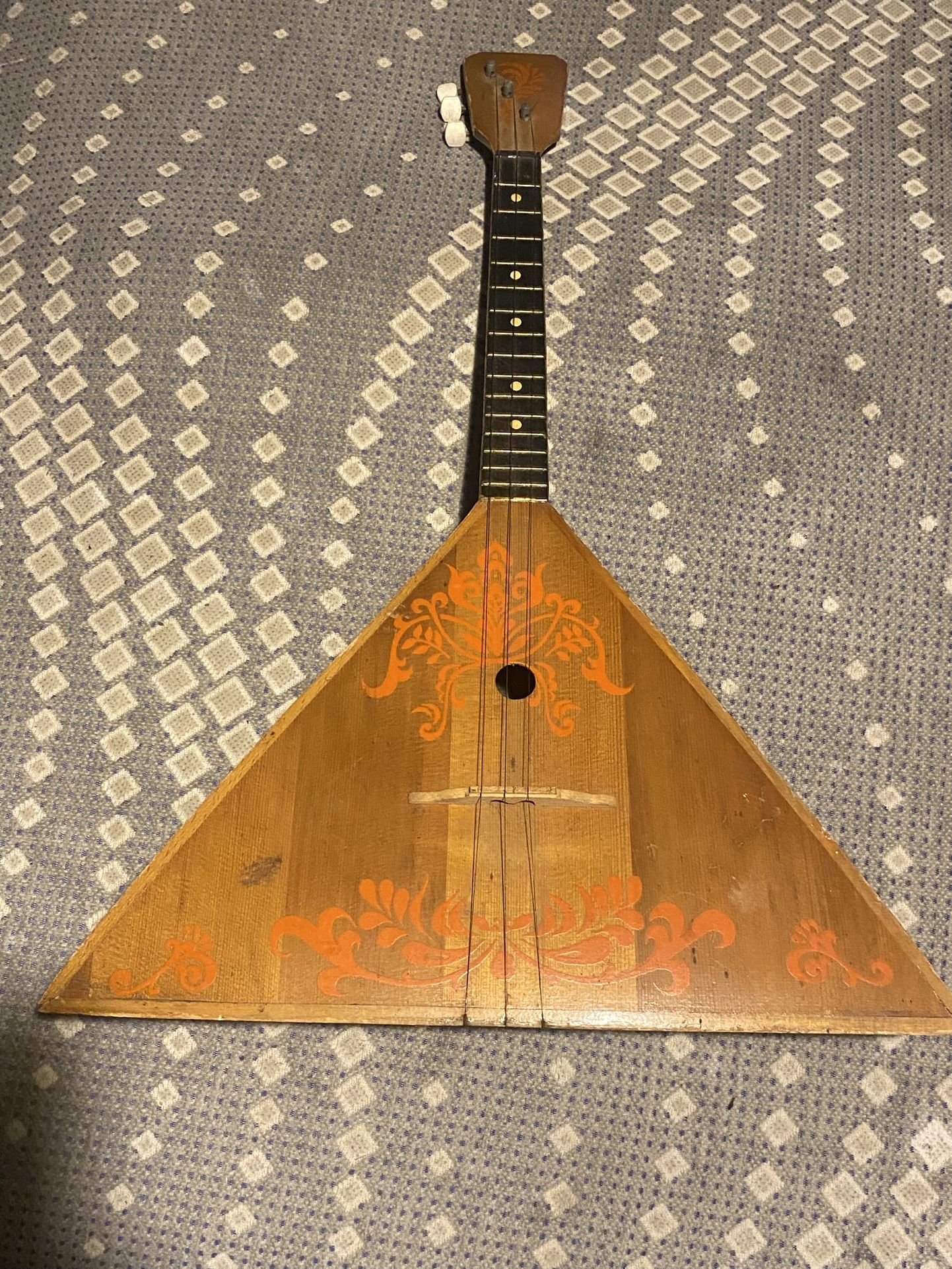 Russian Balalaika Wooden Three String Instrument Great Condition Vintage