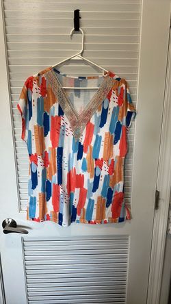Colorful Abstract Print V-Neck Top