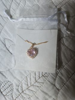Pink Gem Heart Necklace 
