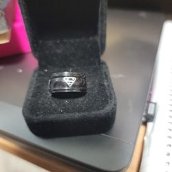 Size 6 Black Titanium Superman Ring