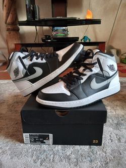 Nike Air Jordan 1 Retro Mid "Shadow White" Black Smoke Grey Size 12 Men's Brand New Deadstock DS