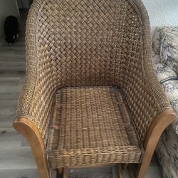 Rattan Wicker Gliding Chair With Ottoman