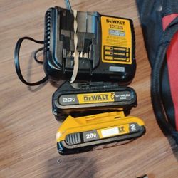 Two DeWalt 2ah Battery W/ Charger 