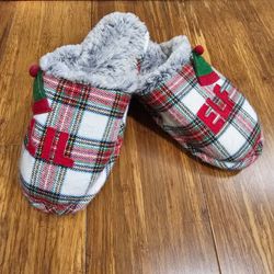 Lil Elf Red Plaid Faux Fur Christmas Slippers Kids Size 4 5 Family Pajamas