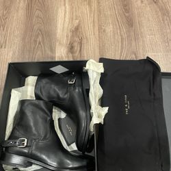 Rag & Bone Black Oliver Zip Moto Boots Size 10