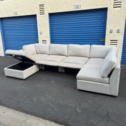 6-Piece Fabric Sectional – Light Gray ✨