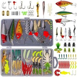 78Pcs Fishing Lures Fishing Lures Kit for Freshwater Bait Tackle for Bass Trout