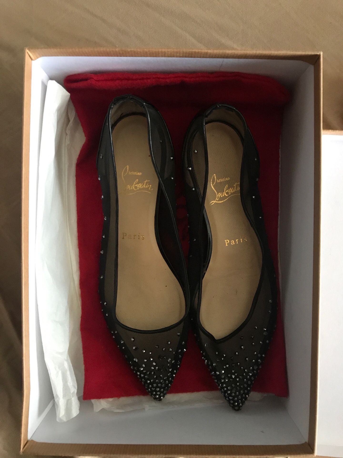 CHRISTIAN LOUBOUTIN Body Strass Flat/Black 37.5