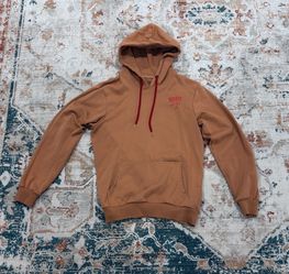 Wolves Pullover Hoodie Tan with Red Drawstrings