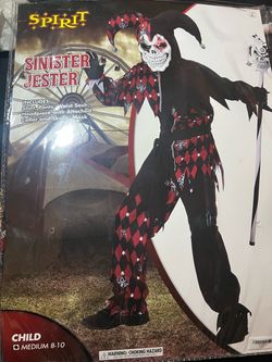 Spirit Sinister Jester Child Halloween Costume Medium 8-10