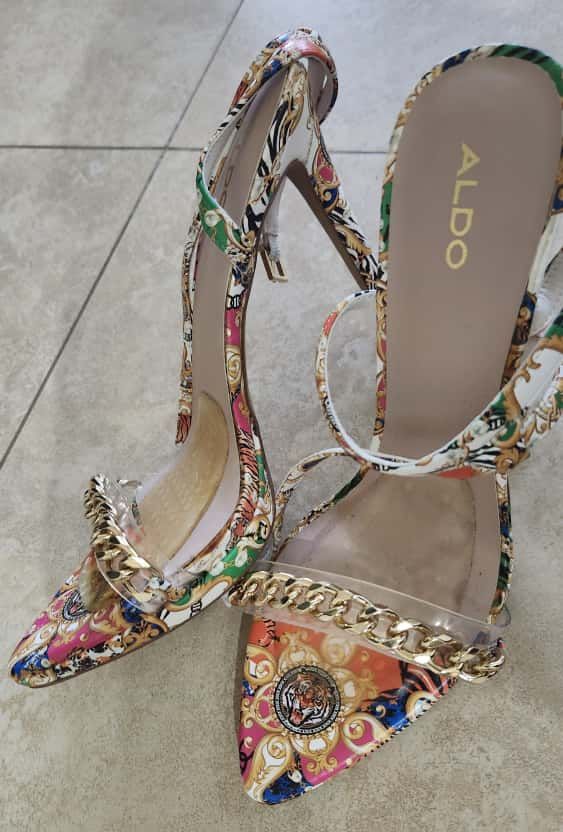 Aldo Women's Heeled Sandal Thirakin. Multicolor with straps.