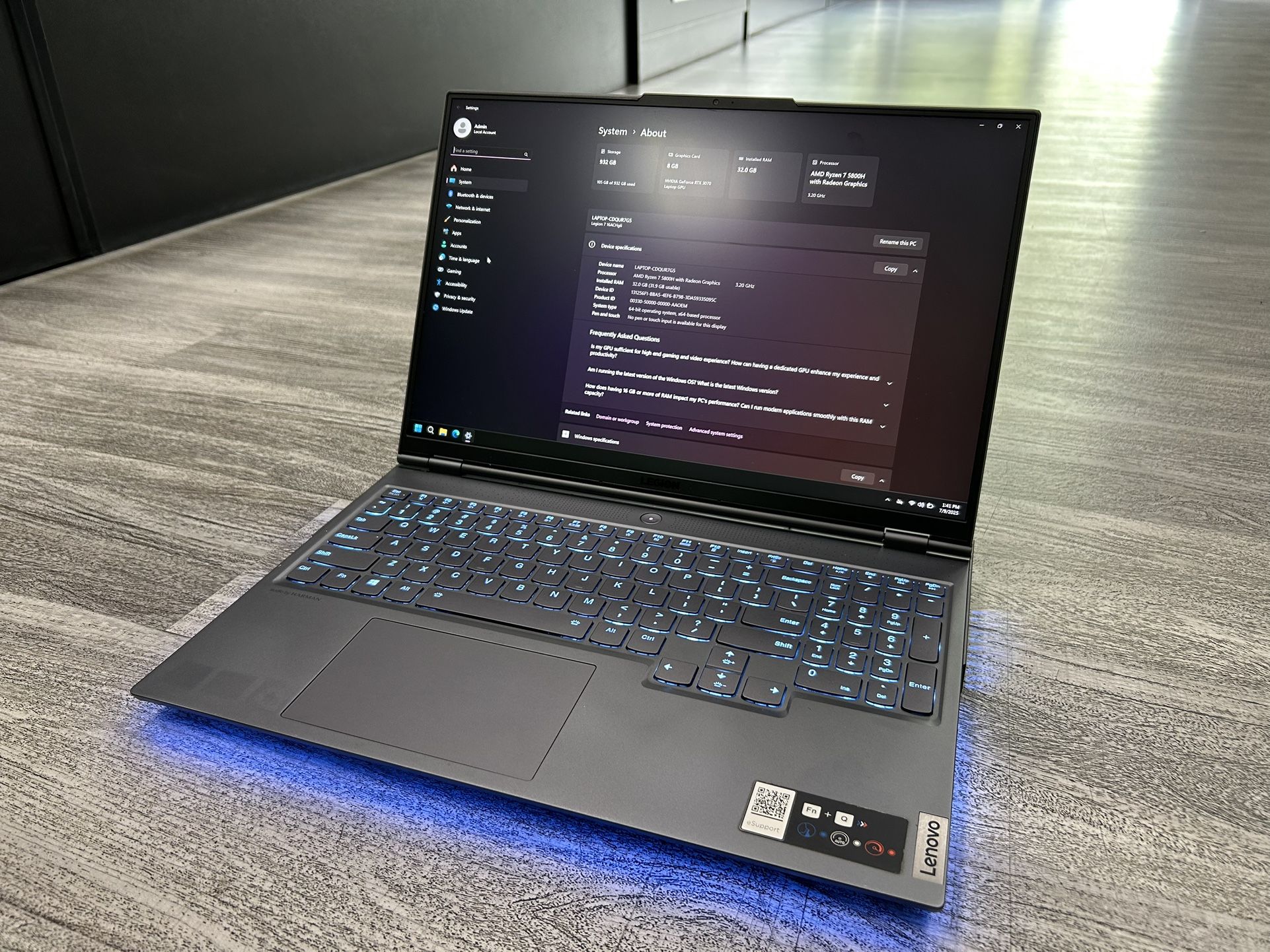 Lenovo Legion 7 Gray Gaming Laptop