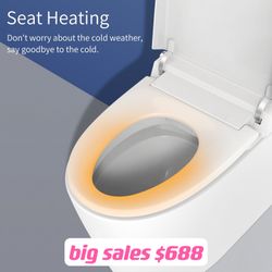 Smart Toilet,One Piece Bidet Toilet for Bathrooms,Modern Elongated Toilet with Warm Water,Dual Auto Flush,Foot Sensor Operation,Heated Bidet Seat,Elec