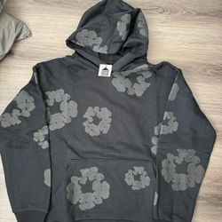 Monochrome Black Denim Tear Hoodie 