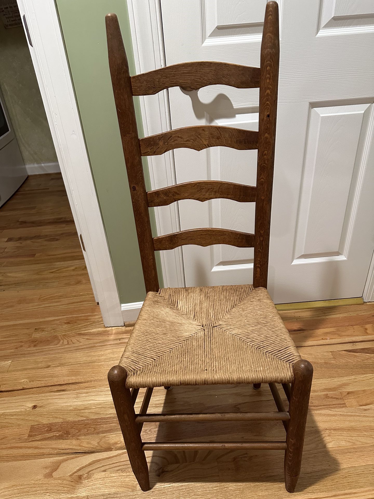 4 Vintage Ladderback Chair with Woven Seat