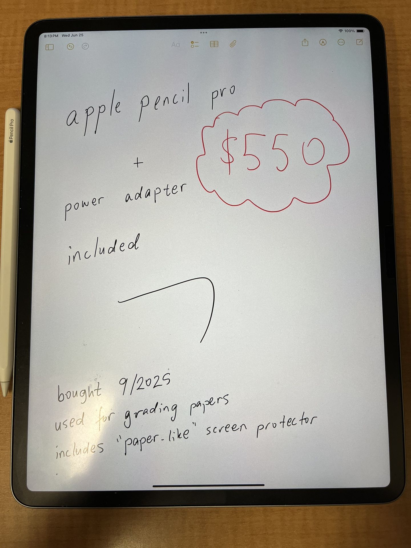 iPad Air 13 inch M2 Wifi only 128 GB including Pencil Pro