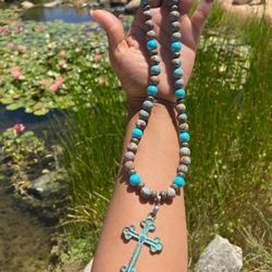 Turquoise Necklace W CROSS PENDANT 