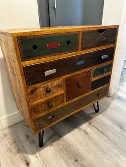 Rustic Industrial Multi-Drawer Accent Chest / Dresser – Reclaimed Wood Style