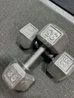 35 lb Cast Iron Hex Dumbbells Pair