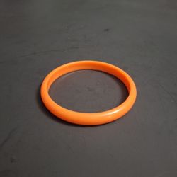 Vintage Art Deco Era Bangle Bracelet In Pumpkin Orange, Dome Shape 2 3/4" Opening 