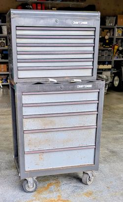 Vintage 1987 Craftsman 60th Anniversary Tool Chest & Rolling Cabinet Combo - Made in USA (With Keys!)