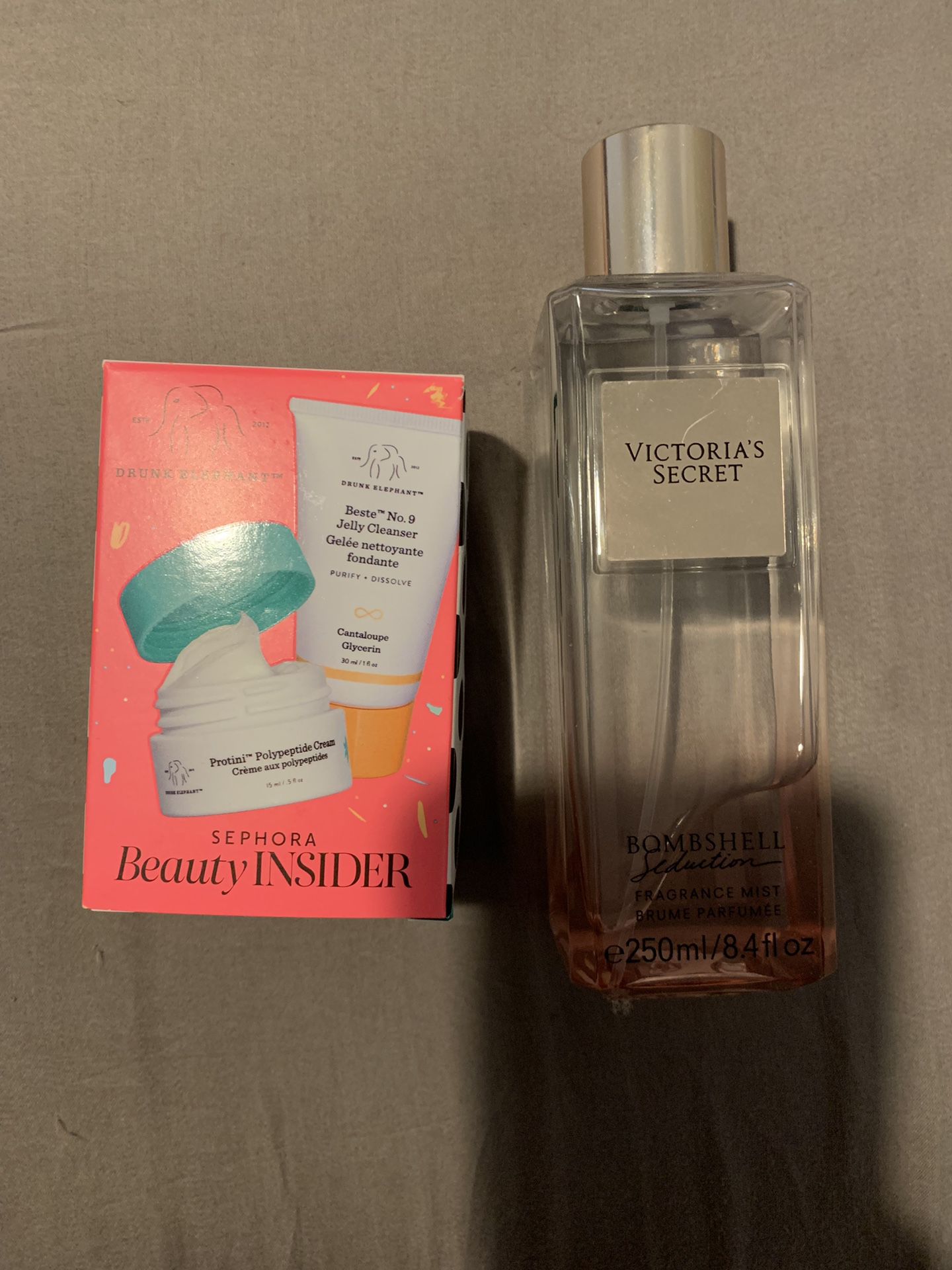 Vs Perfume & drunk elephant mini face cleanser and creme