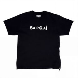 A.P.C. x Sacai Side Zip Taiyo Tee Black Logo T-Shirt Men's L